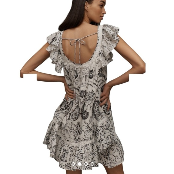 ANTHROPOLOGIE Maeve Flutter Sleeve Babydoll Mini Dress Size XL NEW - Picture 2 of 14